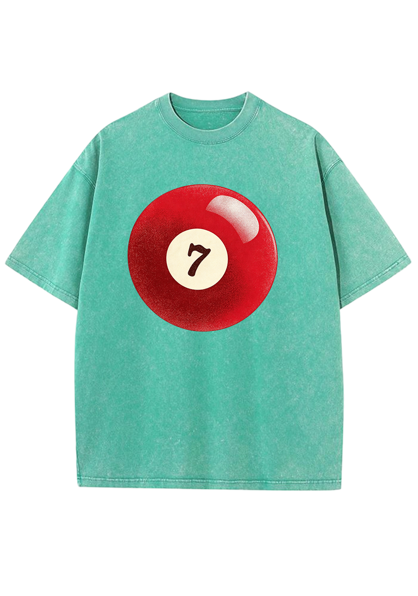 Vintage Red Lucky Number 7 Billiard Ball Washed Tee