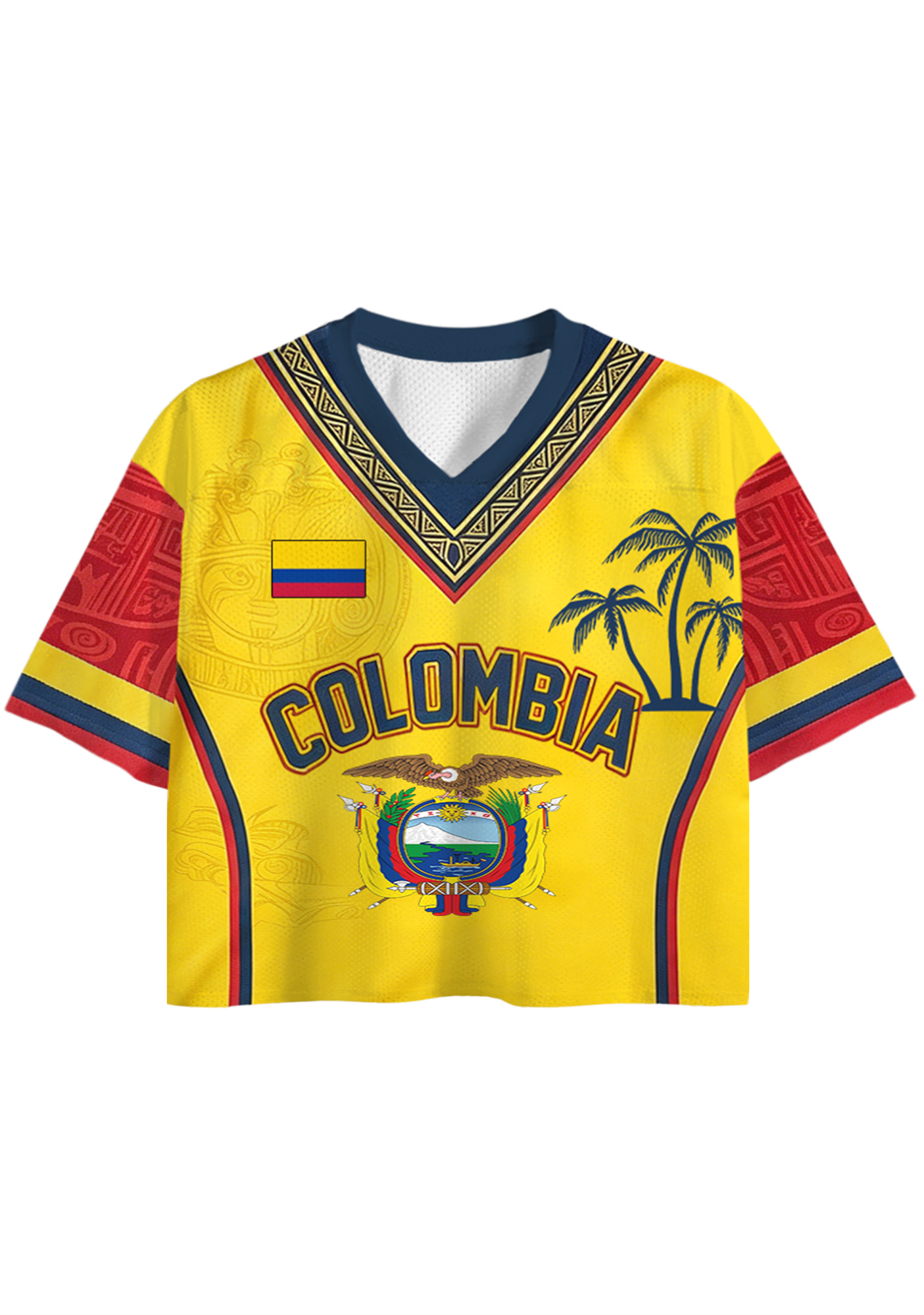 Colombia Coat of Arms Cropped Mesh Jersey Shirt