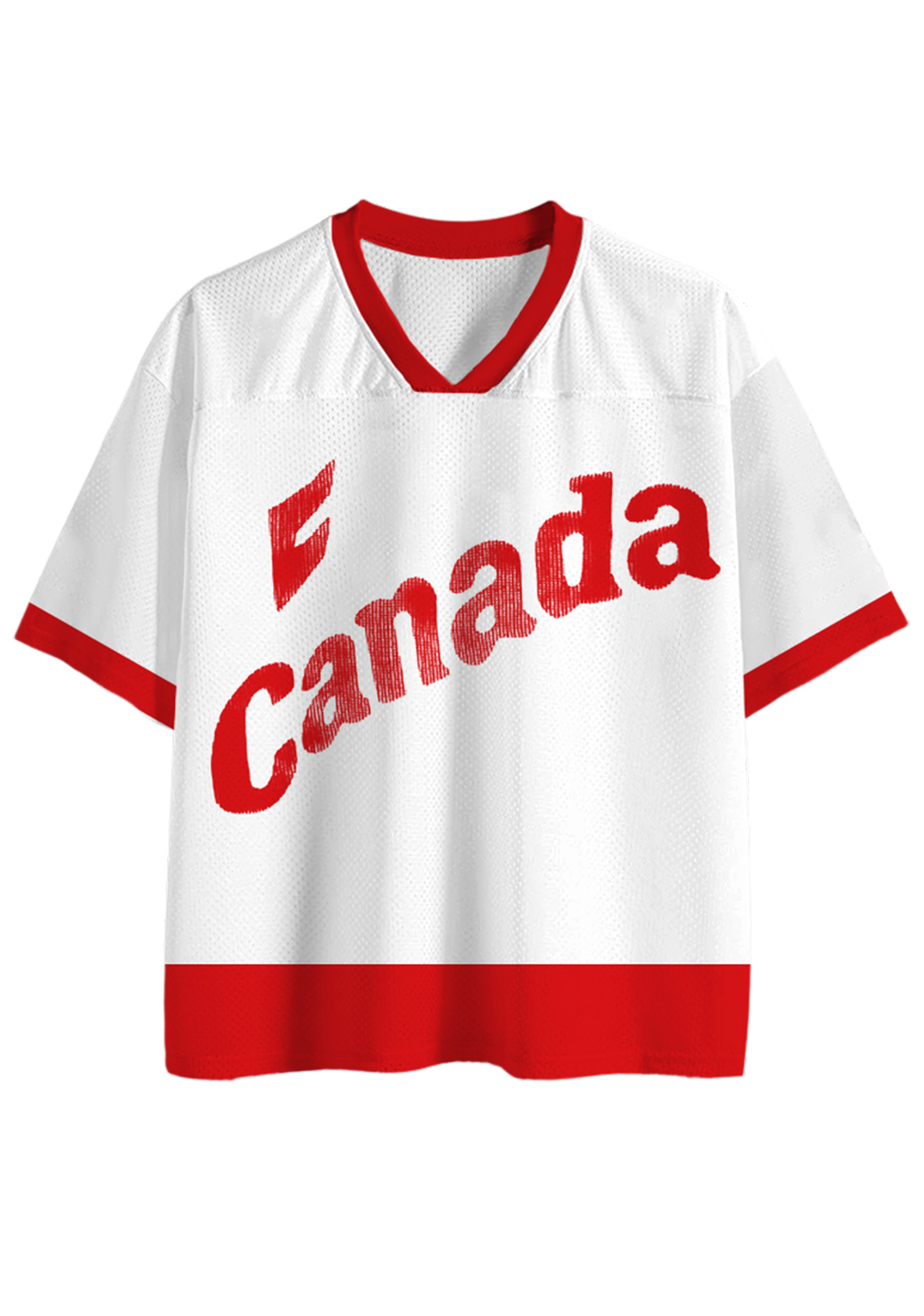 Distressed Canada Flag Colors Mesh Jersey Shirts