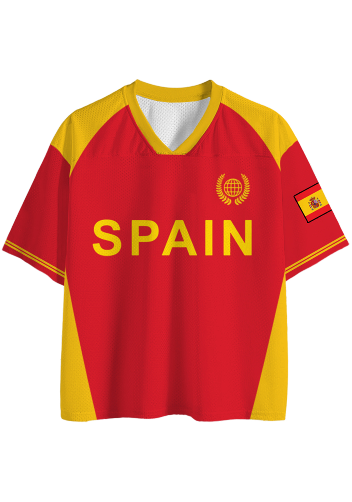 Spain Flag Inspired Streetwear Mesh Jersey Shirts