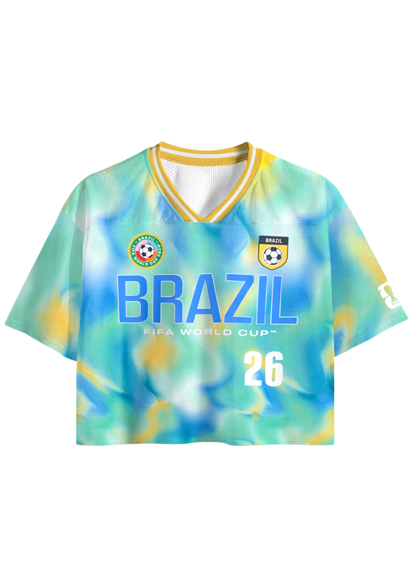 Brazil National Team Tie Dye Cropped Mesh Jersey Shirt