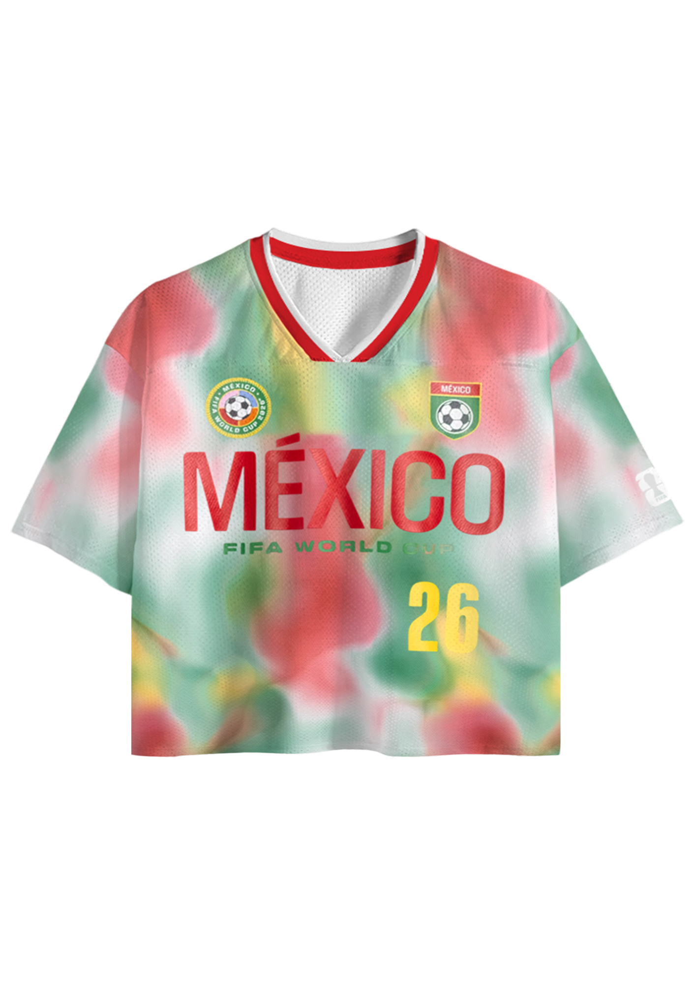 Mexico Tie Dye 2026 World Cup Cropped Mesh Jersey Shirt