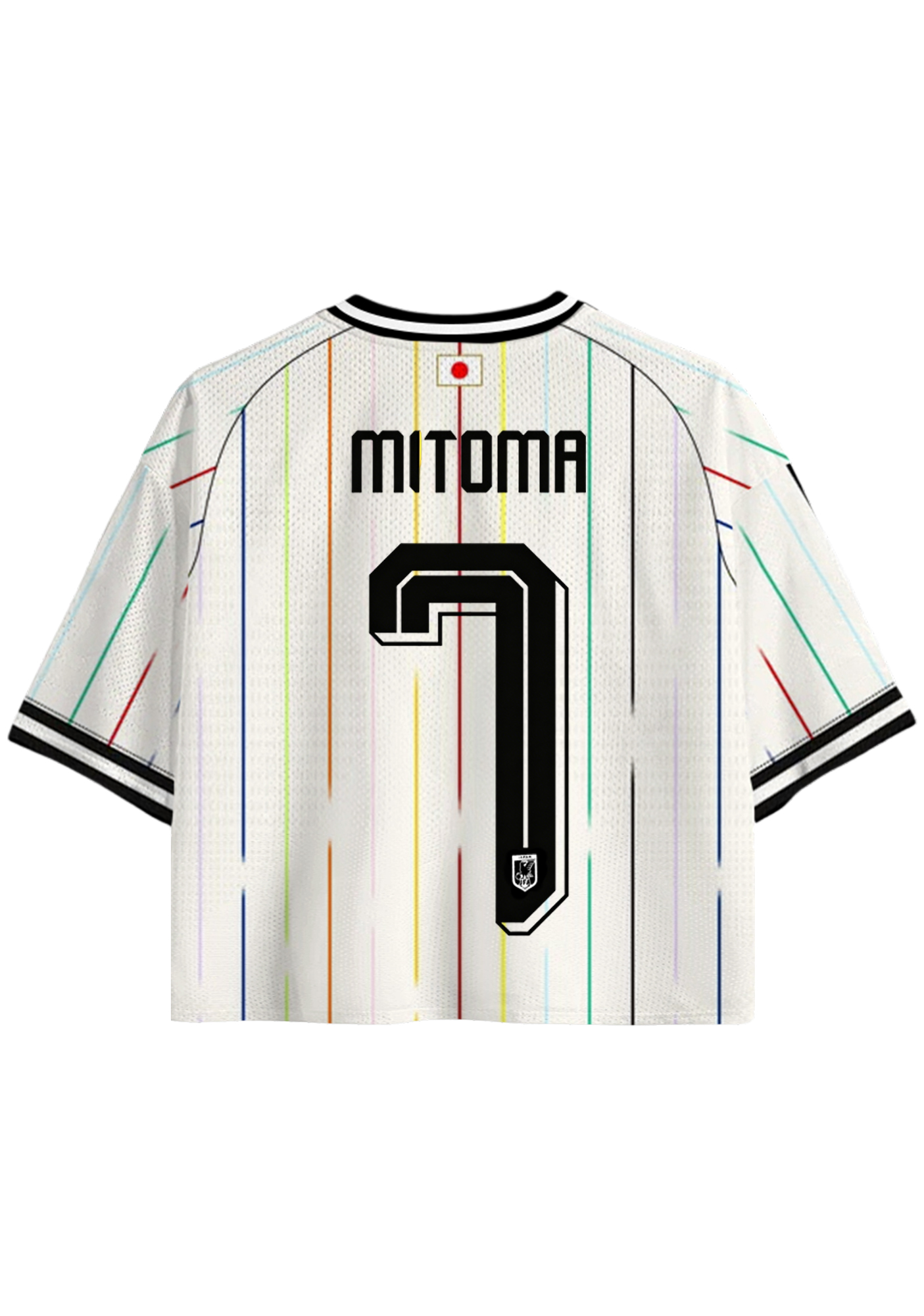 Rainbow Stripe Japan #7 Cropped Mesh Jersey Shirt