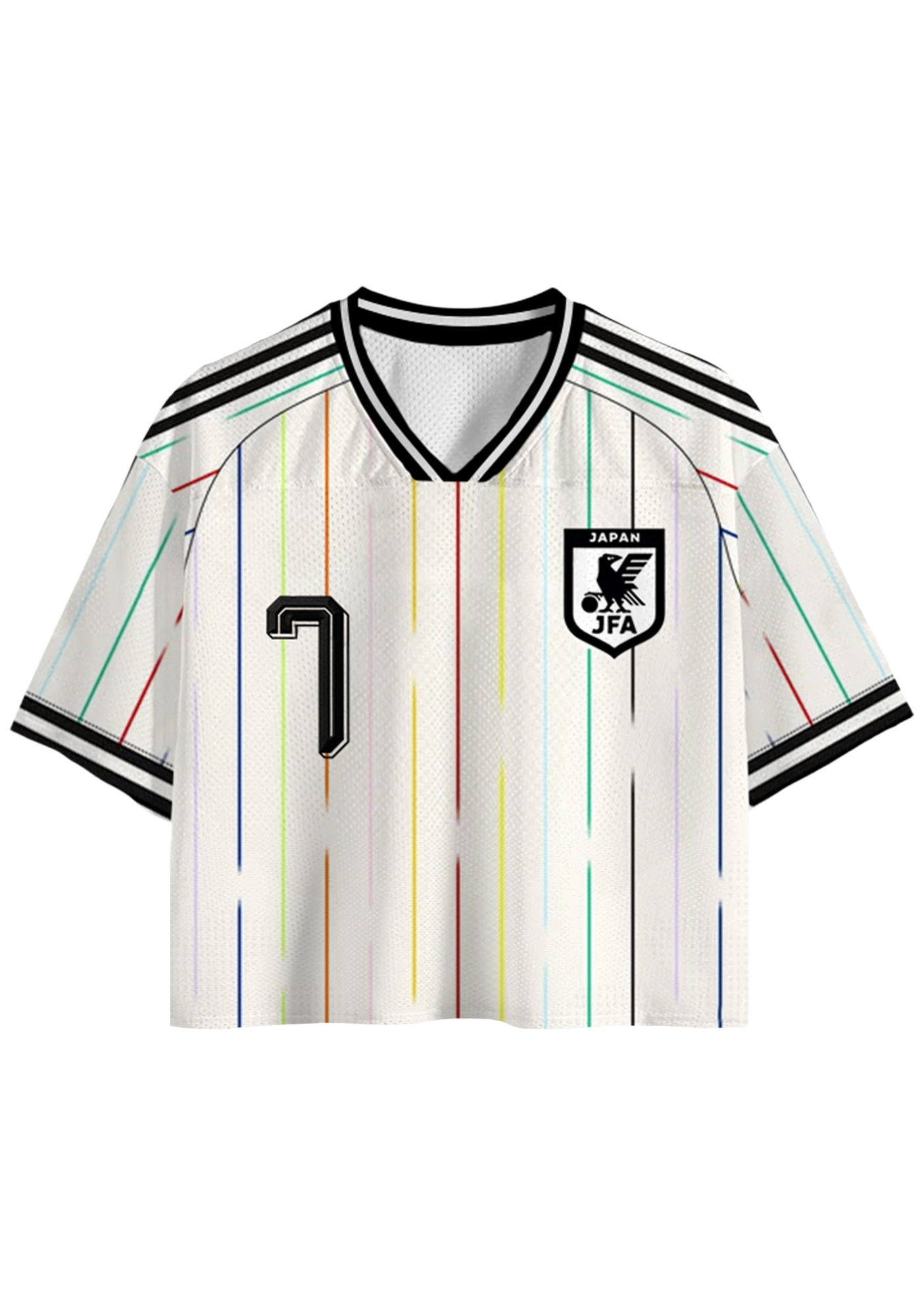 Rainbow Stripe Japan #7 Cropped Mesh Jersey Shirt