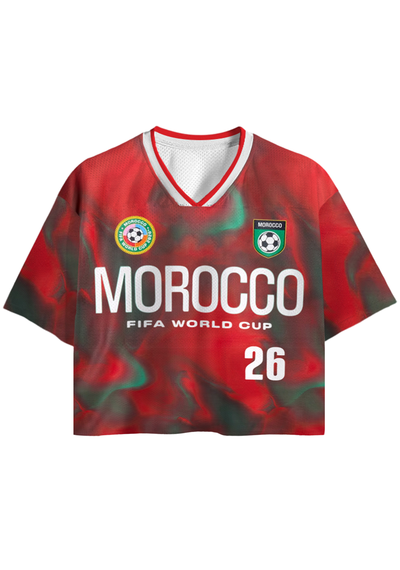  Morocco Tie Dye 2026 World Cup Cropped Mesh Jersey Shirt