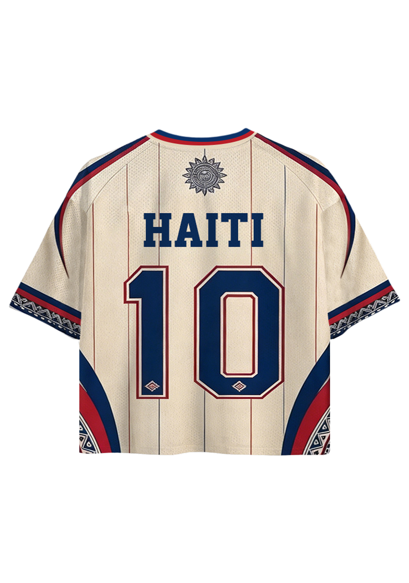 Haitian National Emblem Palm Tree Cropped Mesh Jersey Shirt