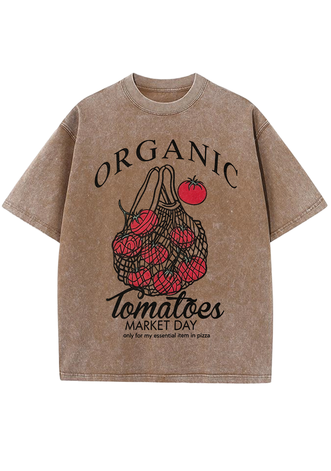 Organic Tomatoes Market Day Mesh Bag Washed Tee