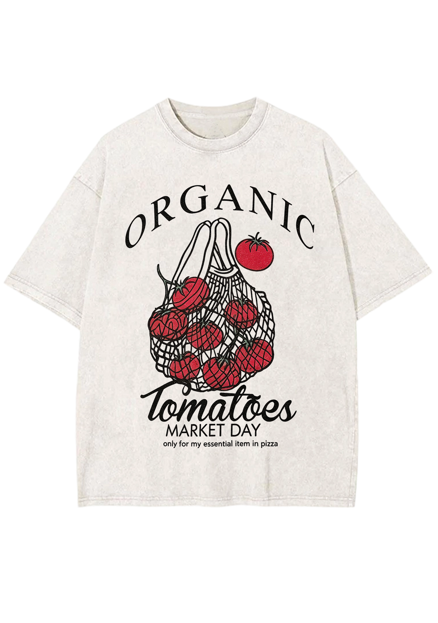Organic Tomatoes Market Day Mesh Bag Washed Tee