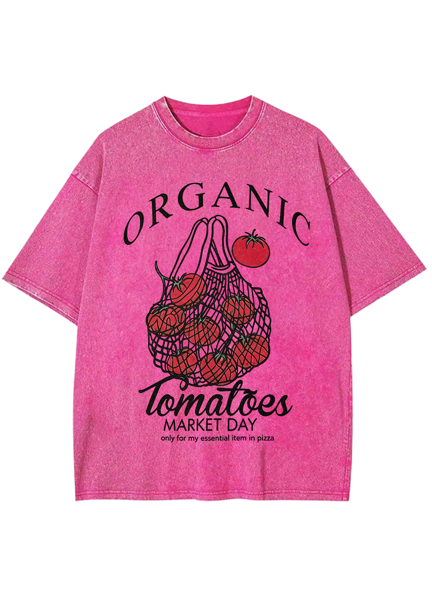 Organic Tomatoes Market Day Mesh Bag Washed Tee