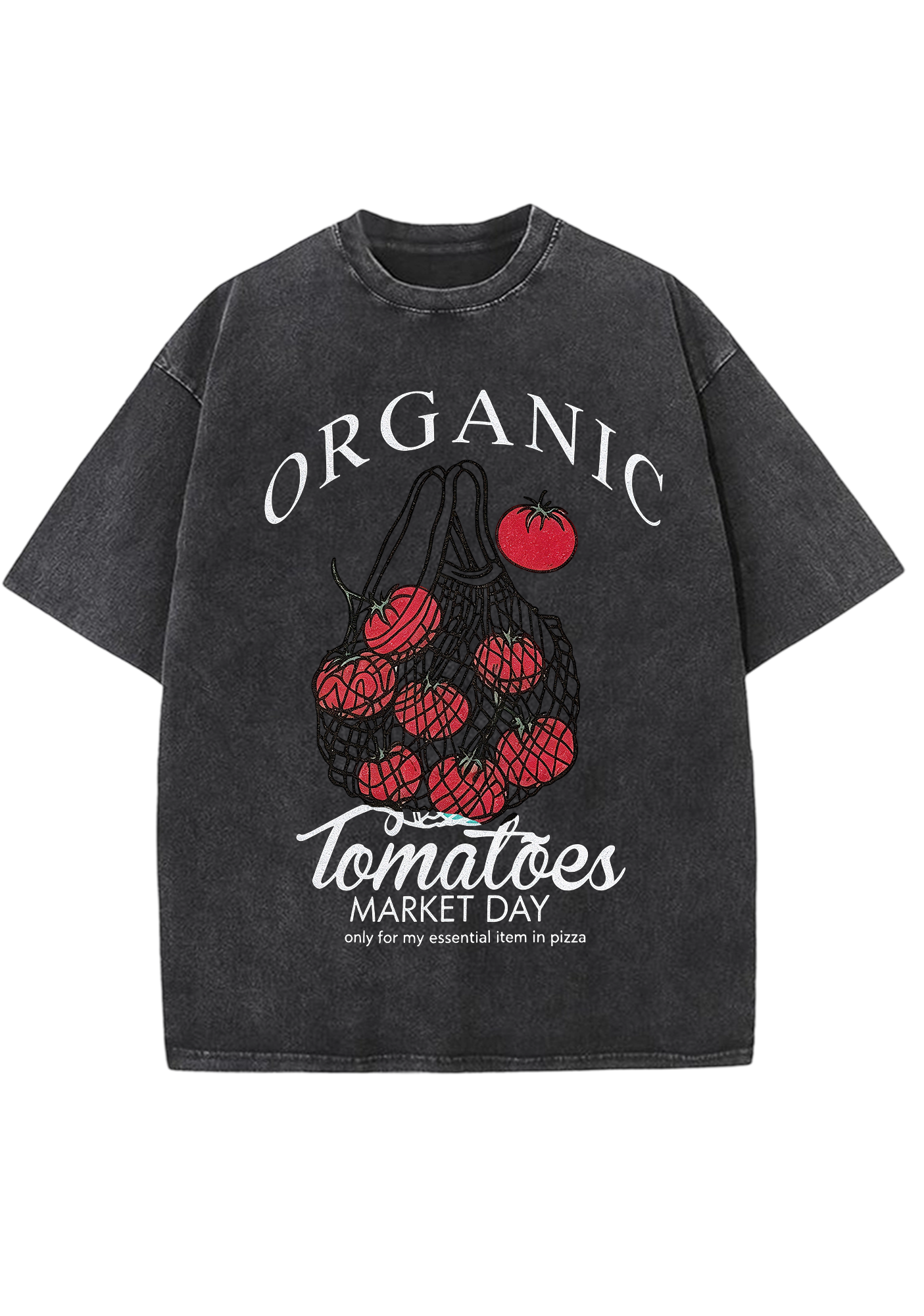 Organic Tomatoes Market Day Mesh Bag Washed Tee