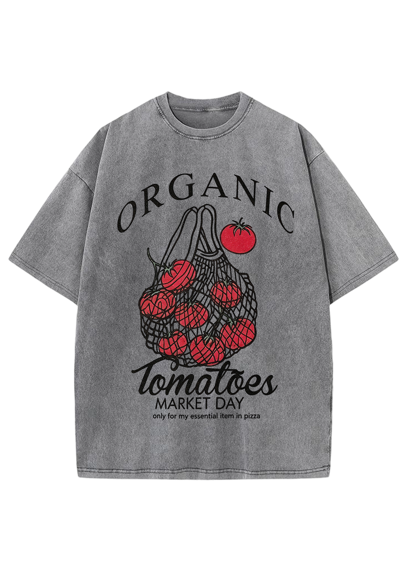 Organic Tomatoes Market Day Mesh Bag Washed Tee