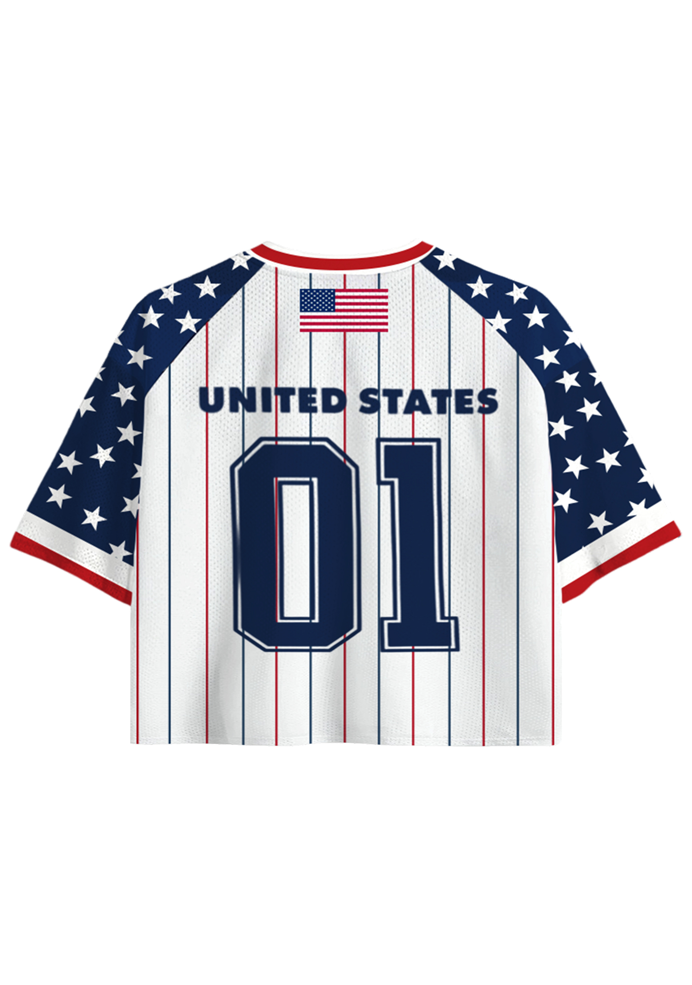 USA 1776 Star Striped Cropped Mesh Jersey Shirt