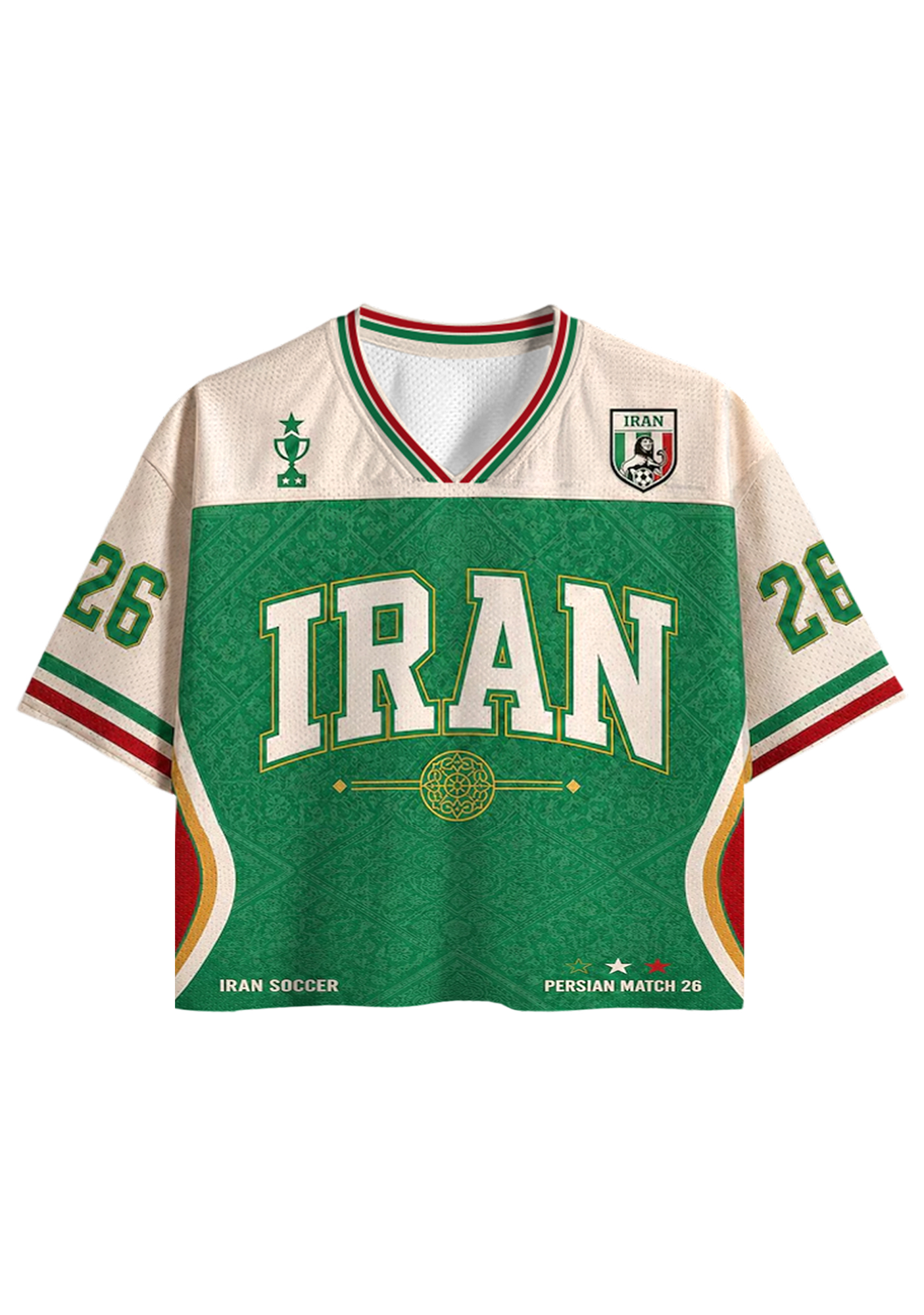 2026 Persian Iran Retro Cropped Mesh Jersey Shirt