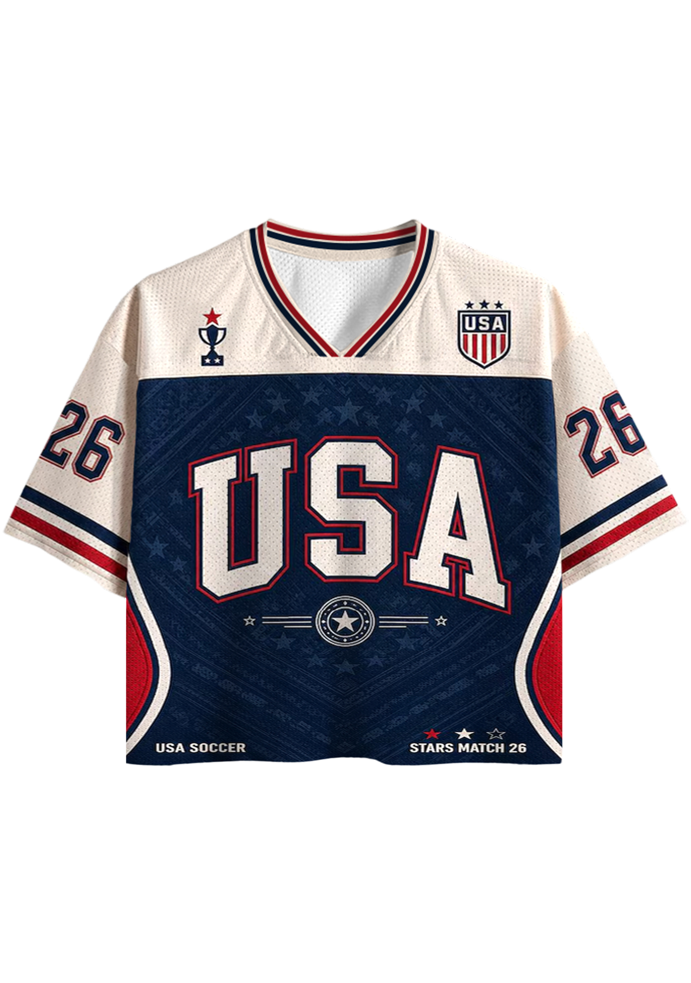 USA National Team 26 Star Cropped Mesh Jersey Shirt
