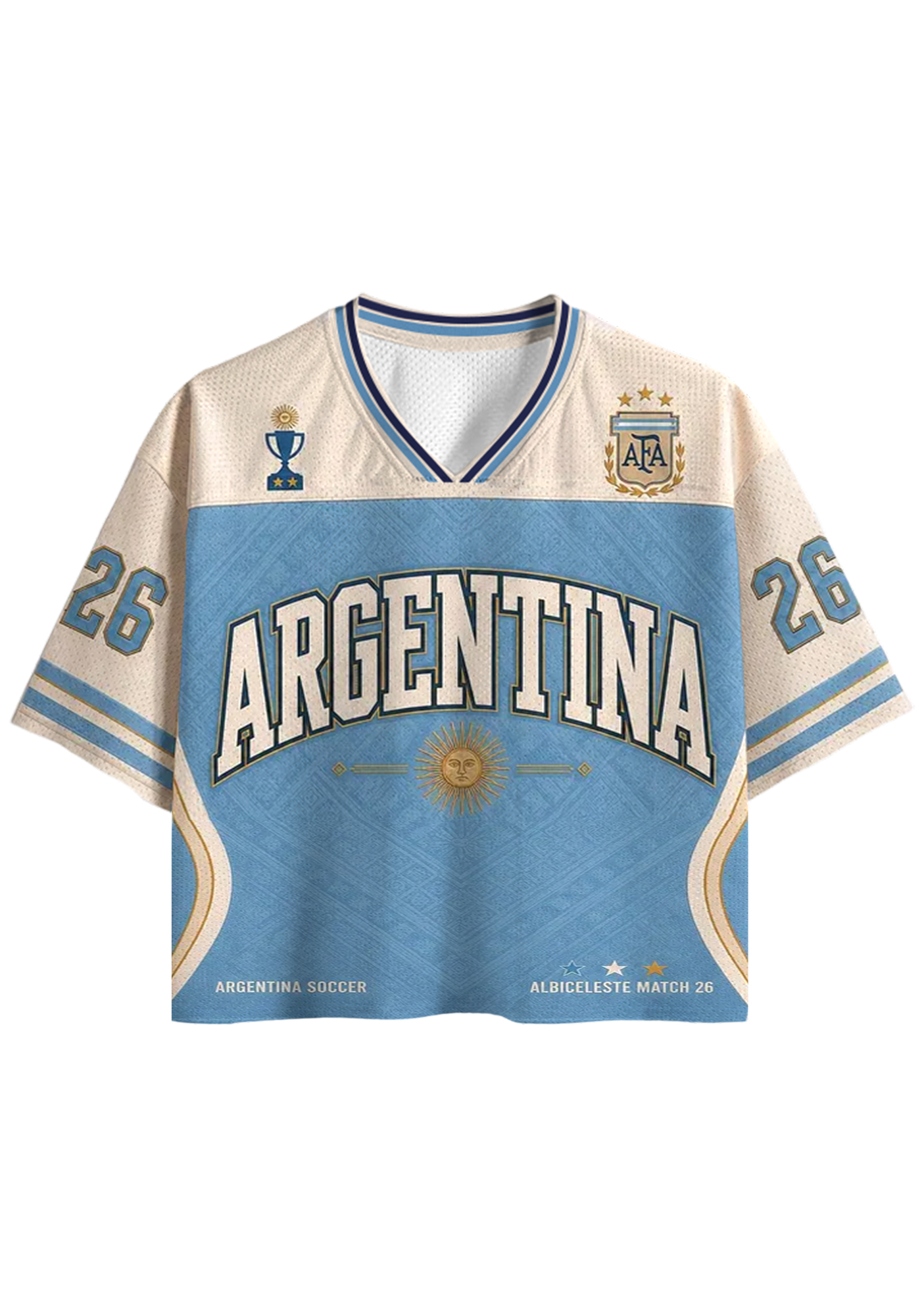 Argentina Albiceleste Match 26 Cropped Mesh Jersey Shirt