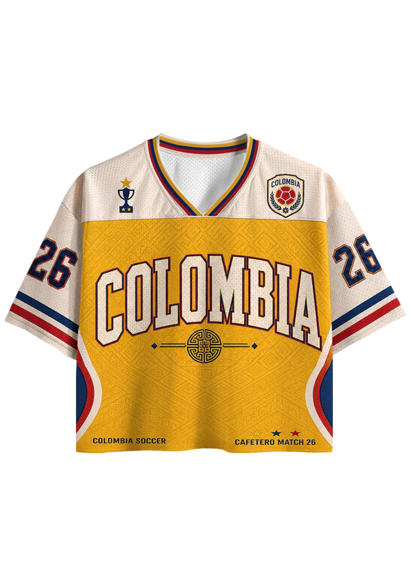 Colombia Cafetero Match 26 Retro Cropped Mesh Jersey Shirt