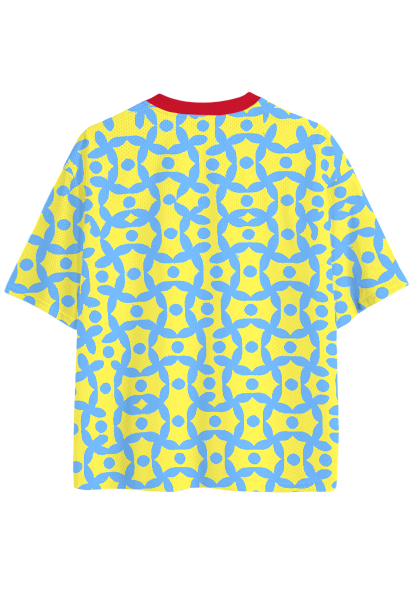 Vibrant Colombia Yellow Blue Floral Mesh Jersey Shirts