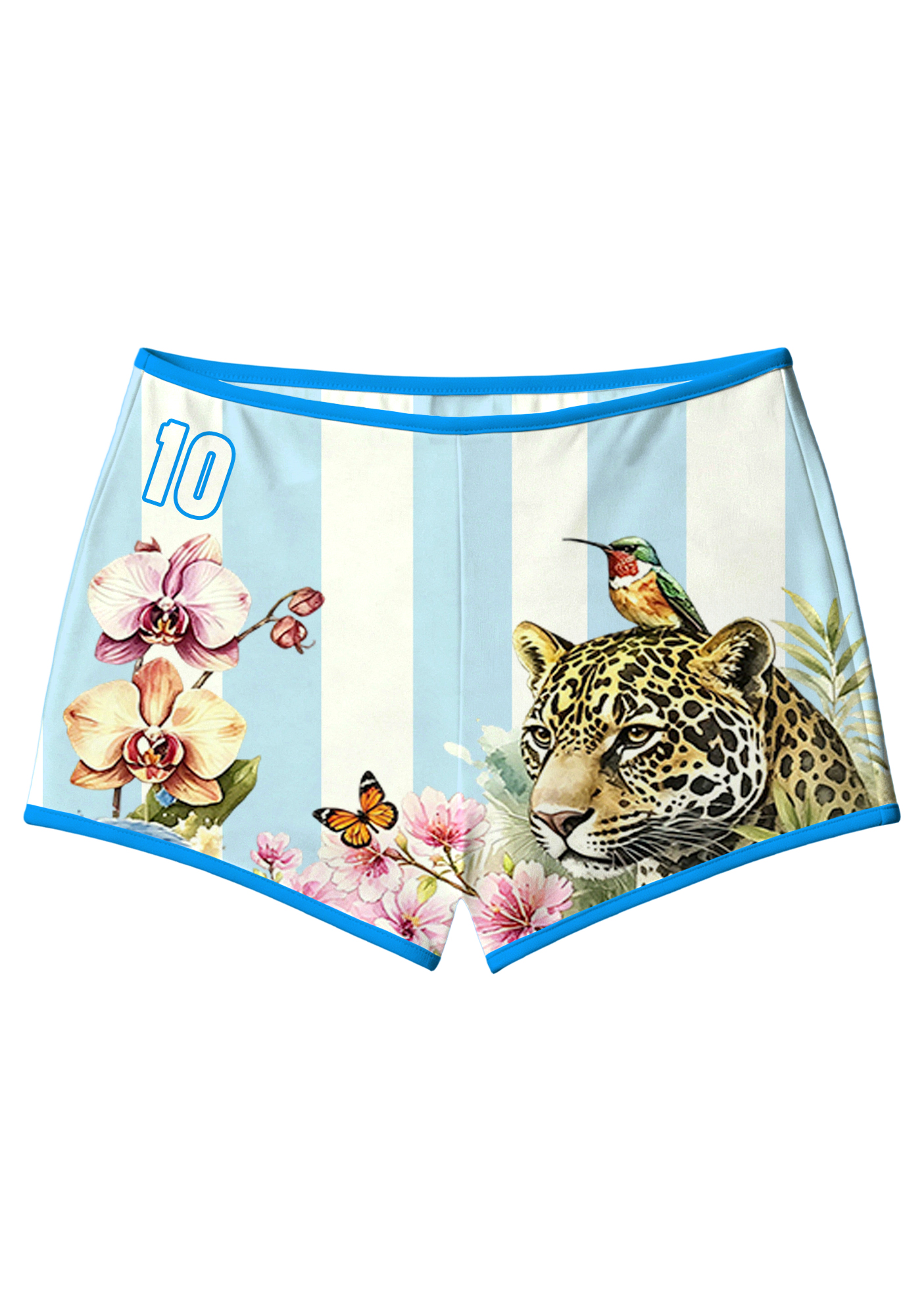 Colombia Tropical Jungle Wildlife Floral Striped Booty Shorts