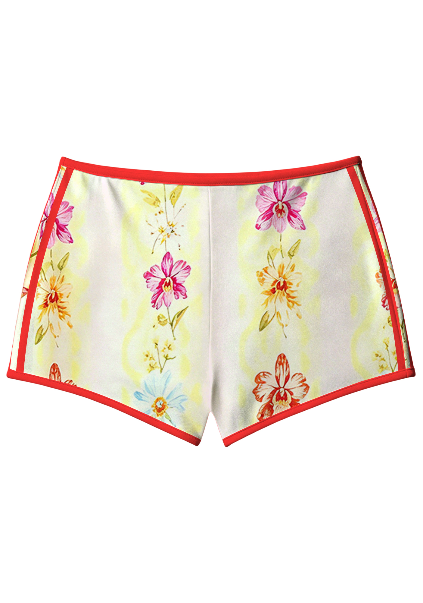Vintage Floral Orchid Colombia Print Booty Shorts