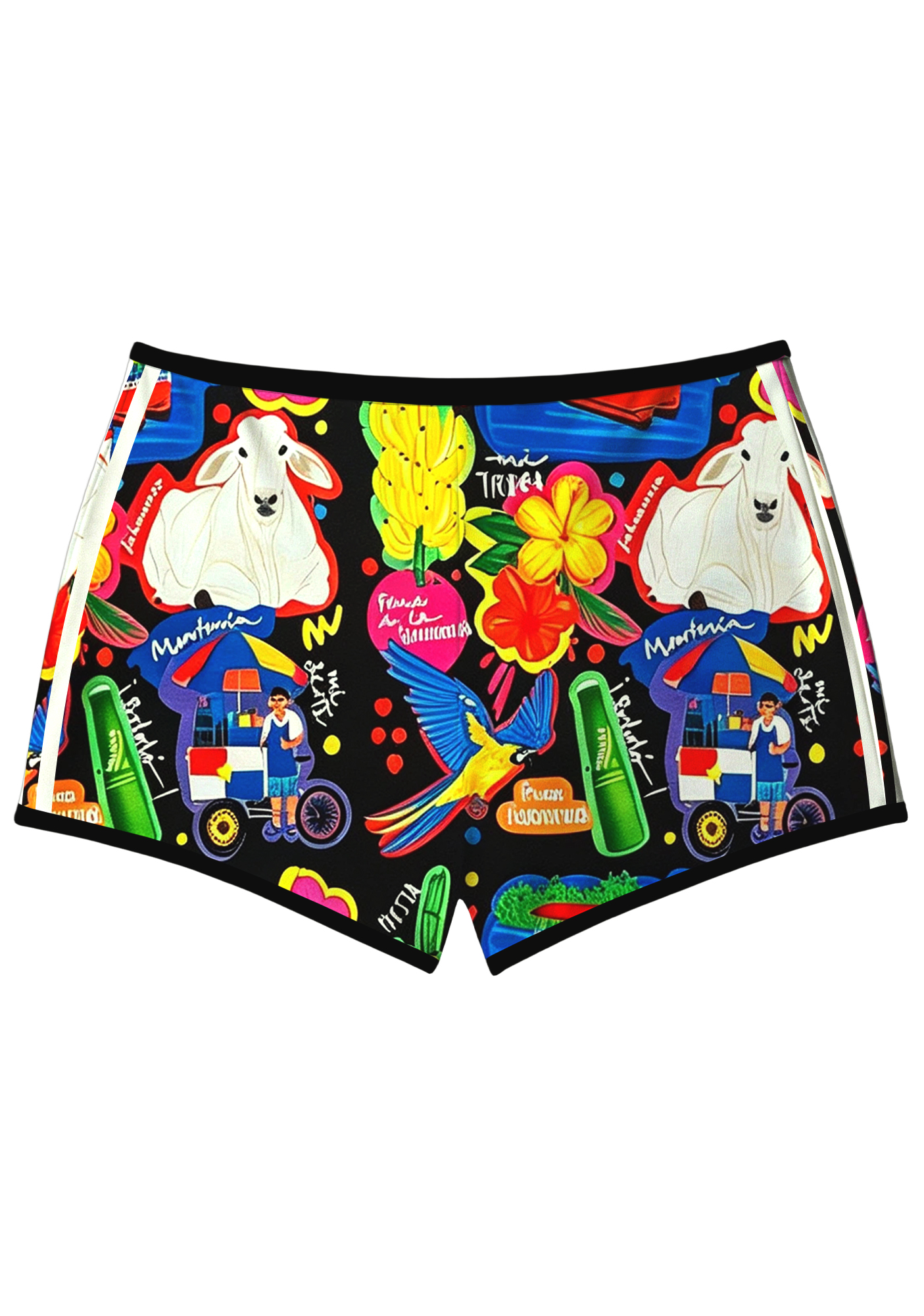 Latin Fiesta Tropical Print Booty Shorts