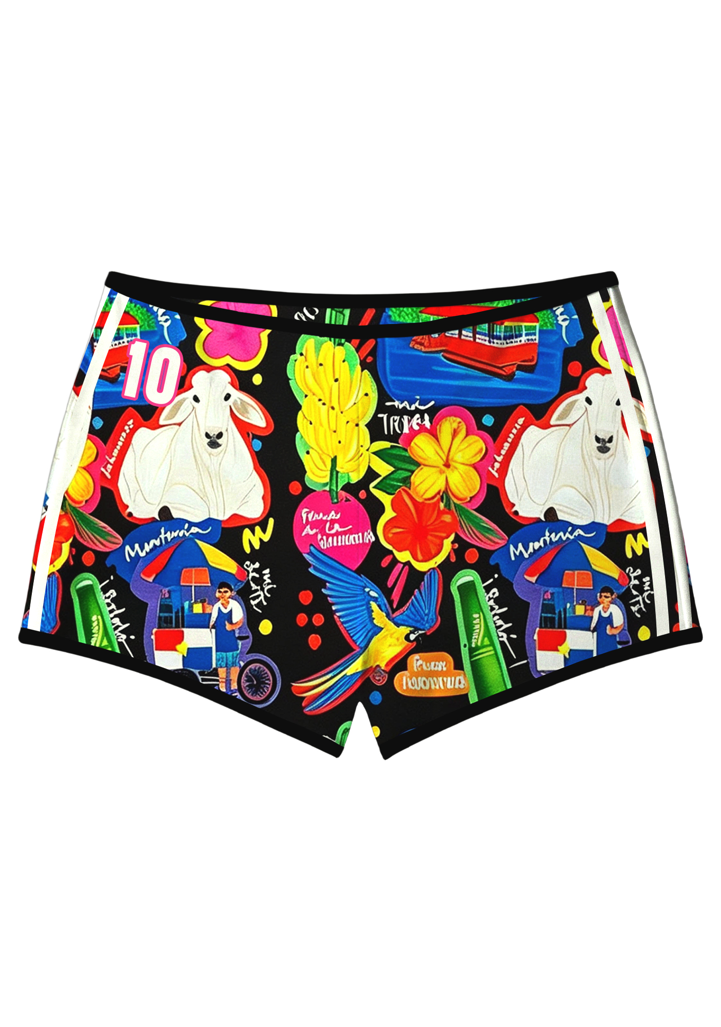 Latin Fiesta Tropical Print Booty Shorts