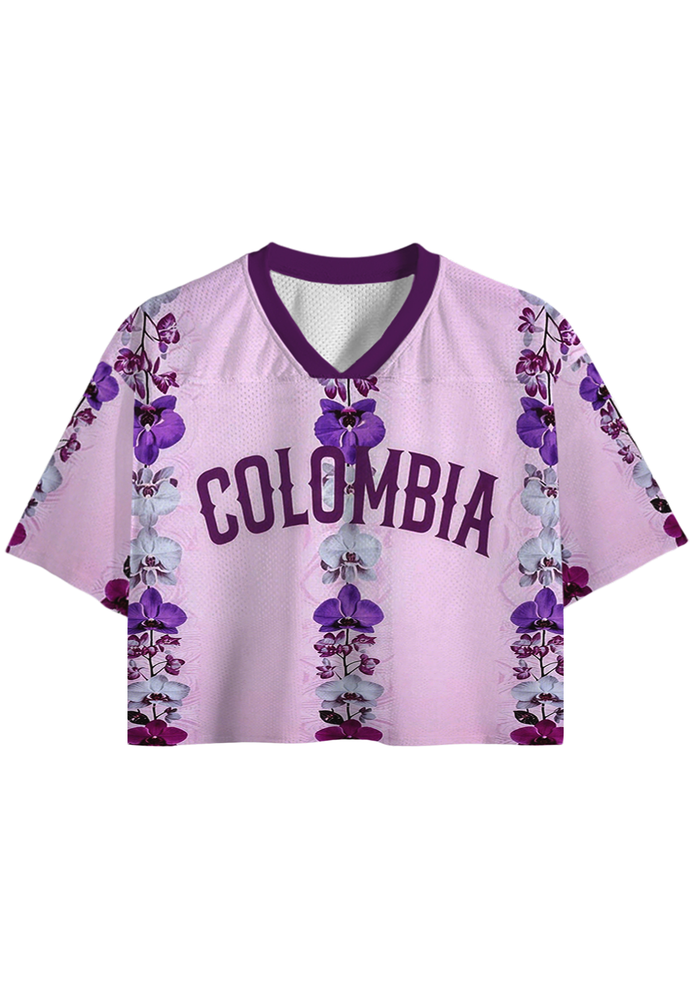 Colombia National Orchid Flower Cropped Jersey Shirt