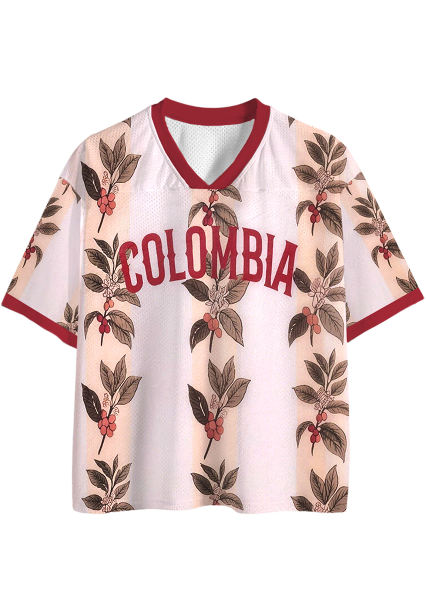 Colombian Coffee Tree Print Mesh Jersey Shirts