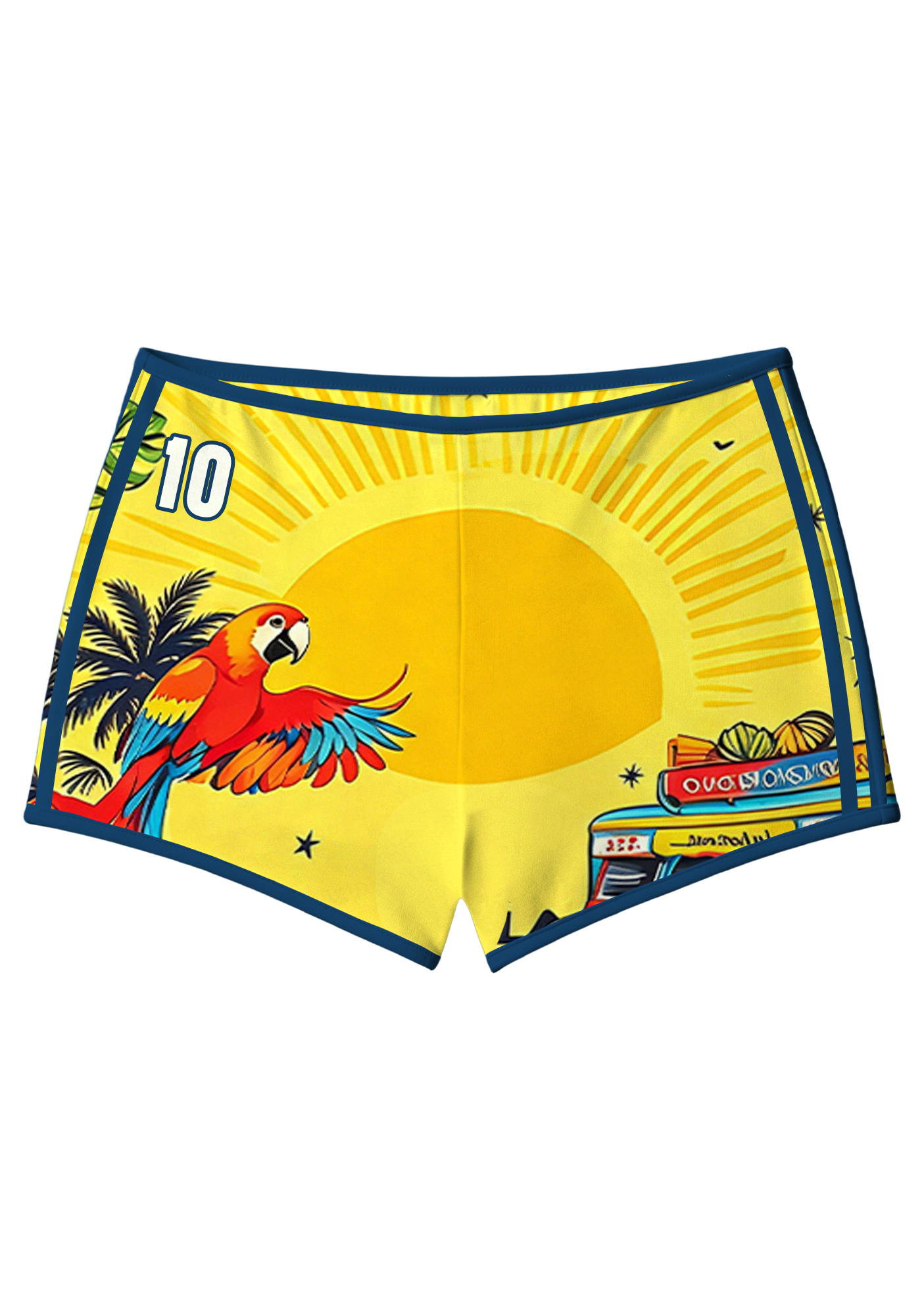 Sunshine Colombia Chiva Bus Macaw Booty Shorts
