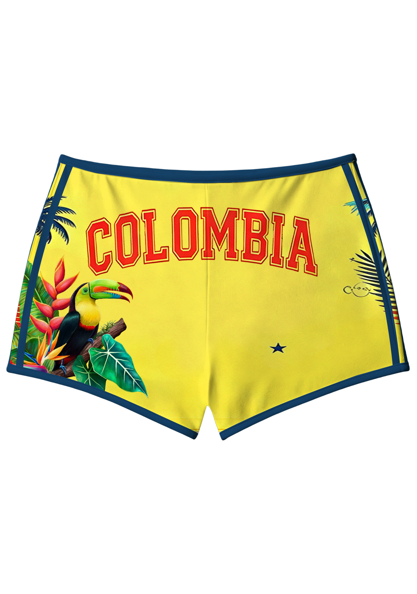 Sunshine Colombia Chiva Bus Macaw Booty Shorts