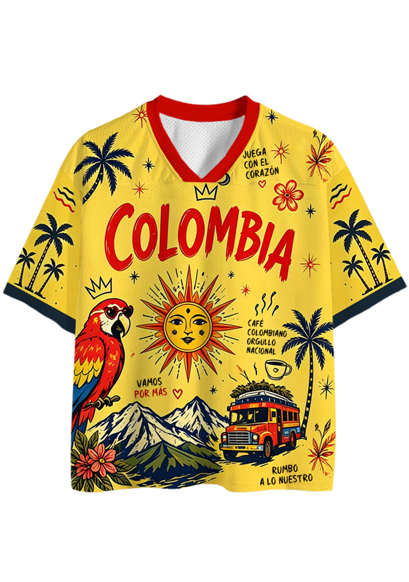 Colombia Tropical Macaw Sun Bus Mesh Jersey Shirts