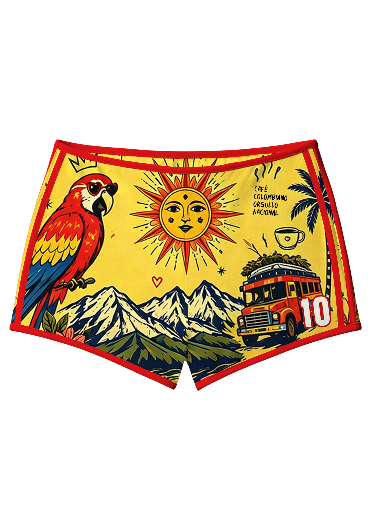 Colombia Tropical Macaw Sun Bus Booty Shorts