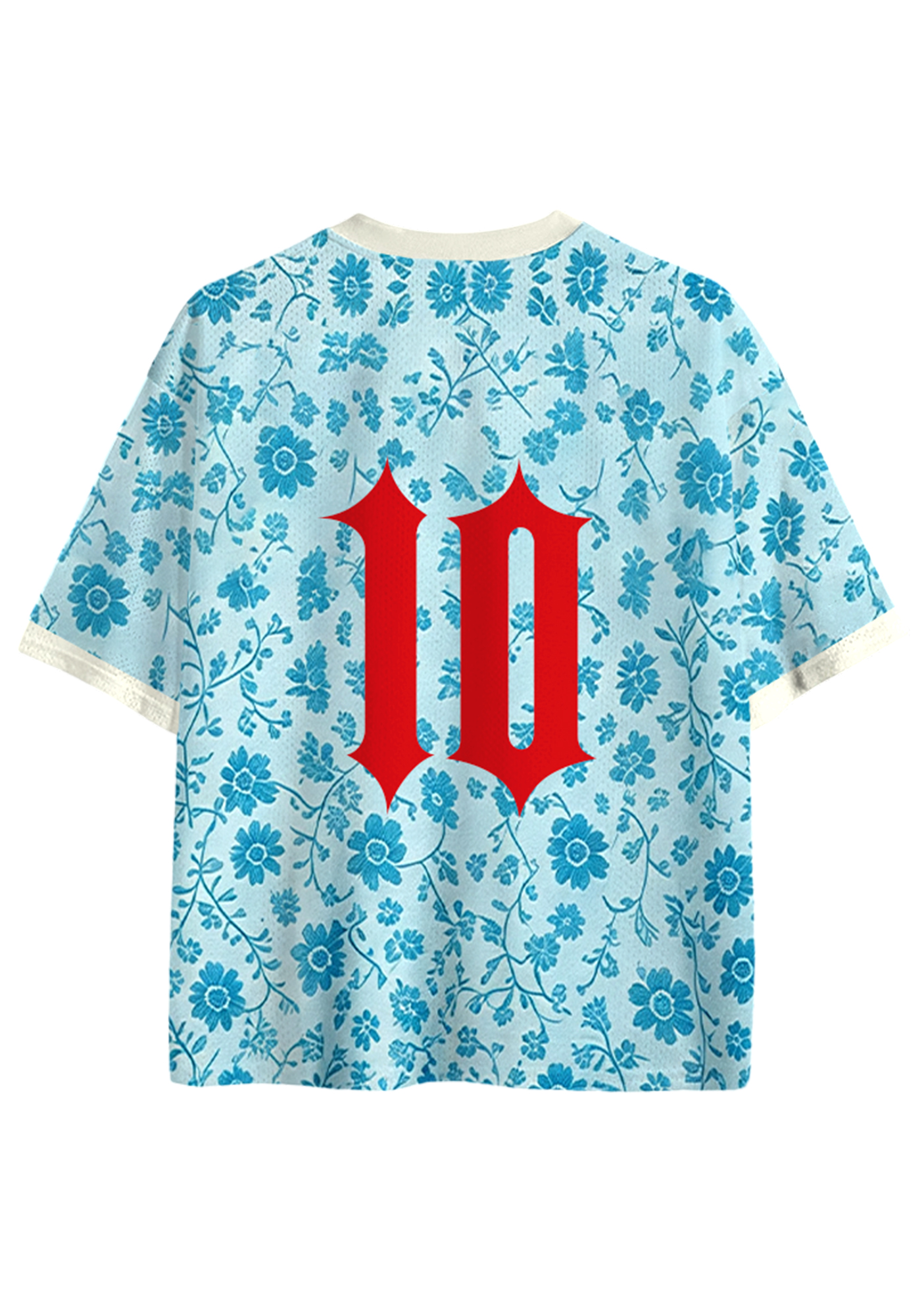 Light Blue Floral Colombia Script Mesh Jersey Shirts