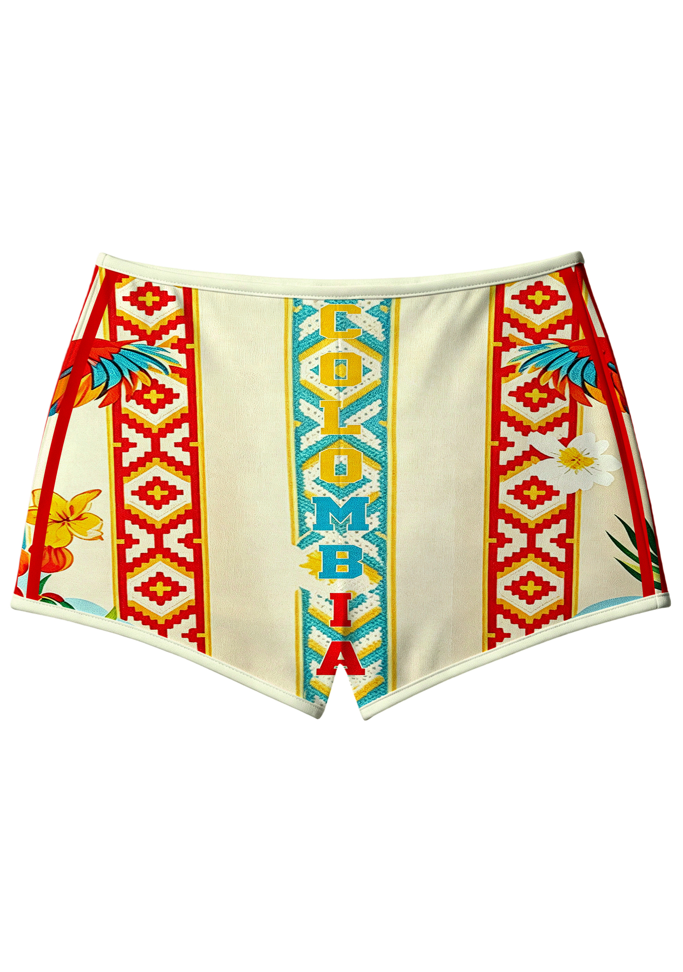 Tropical Floral Tribal Colombia Booty Shorts