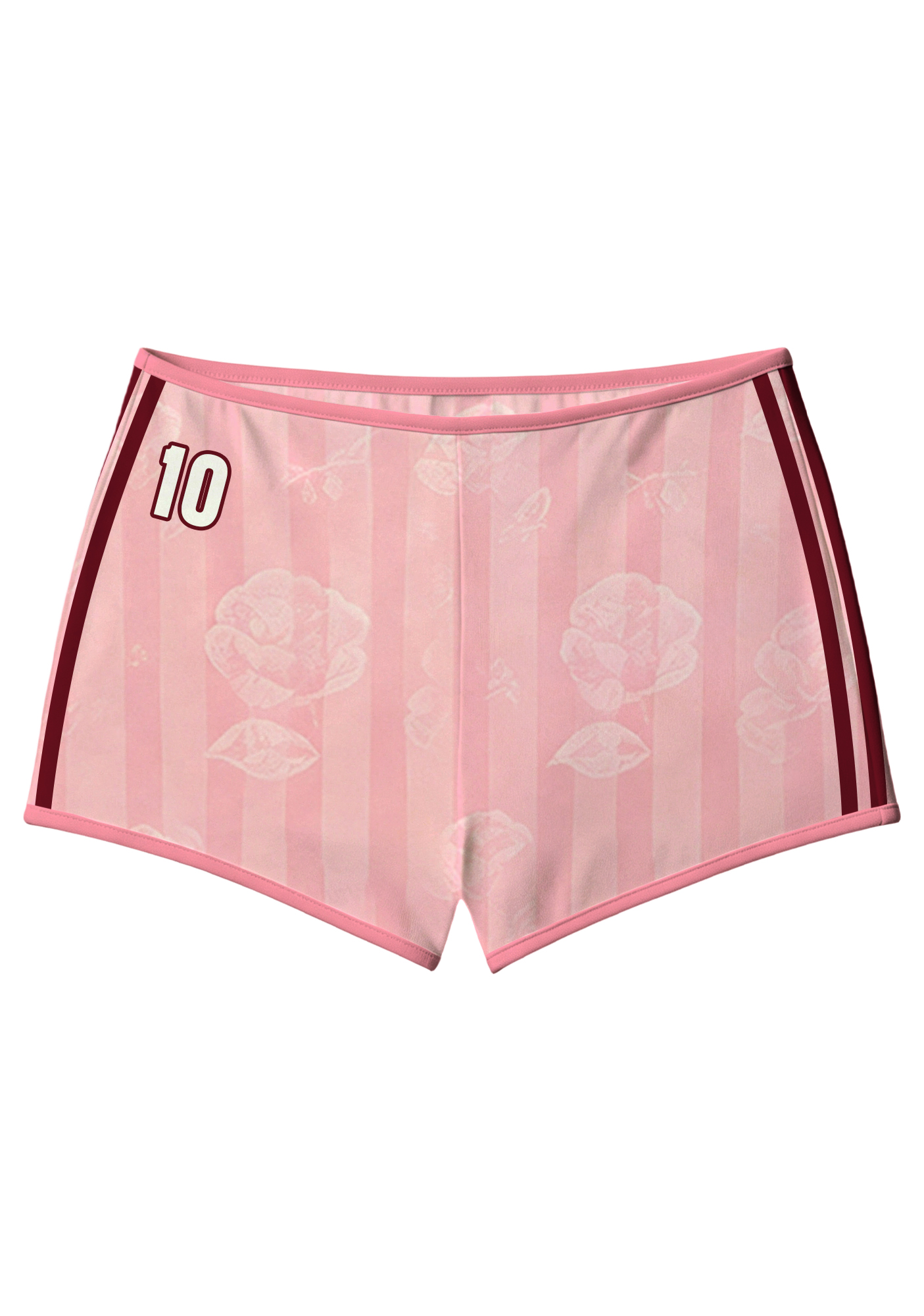 Pink Floral Stripe Colombia Script Booty Shorts