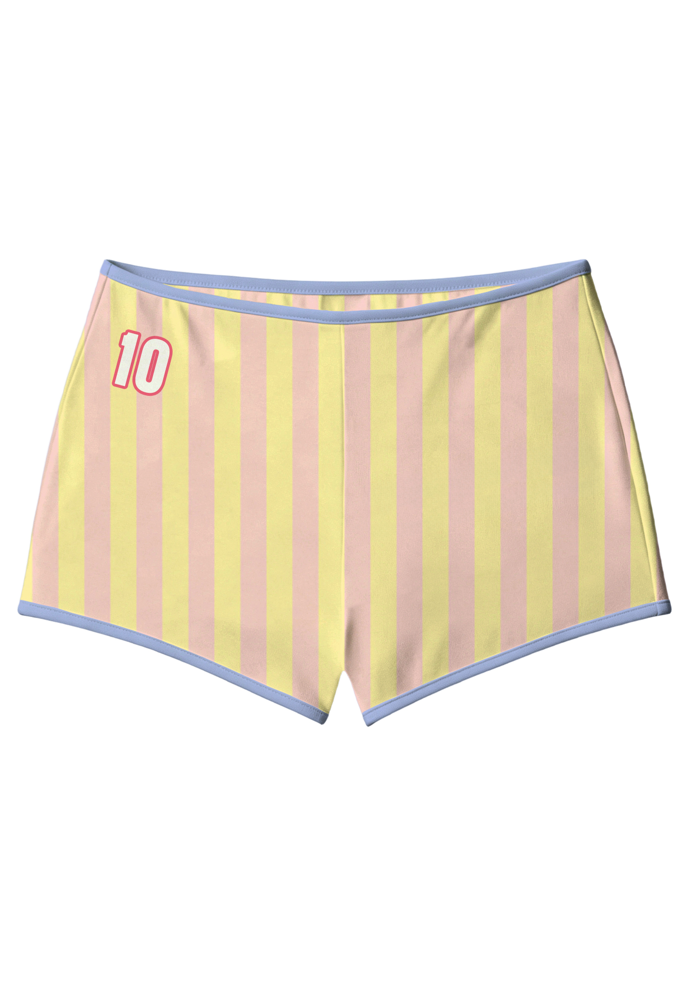 Pastel Pink Yellow Striped Colombia Booty Shorts