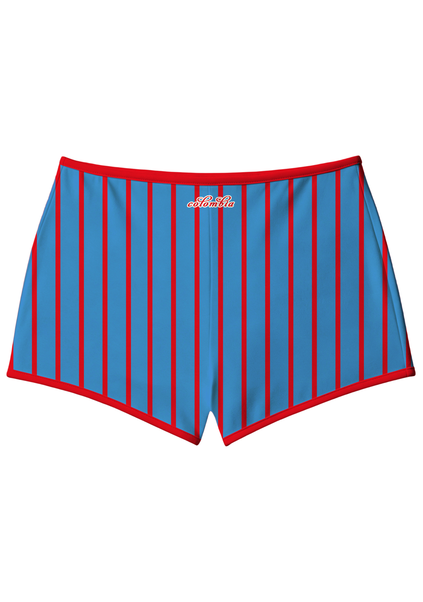 Red Trim Colombia Floral Stripe Booty Shorts