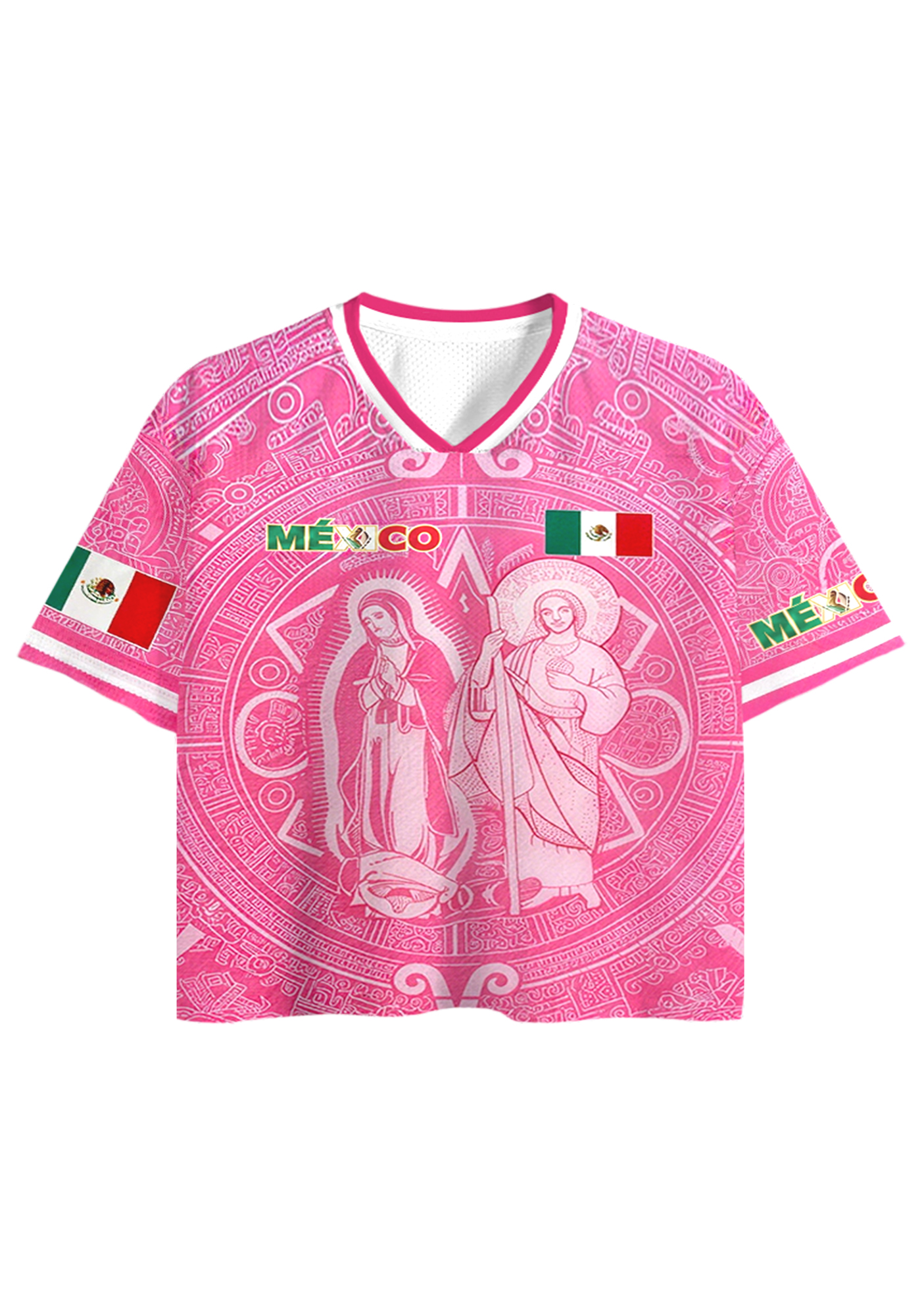 Pink Mexico Retro Soccer Jersey Crop Top