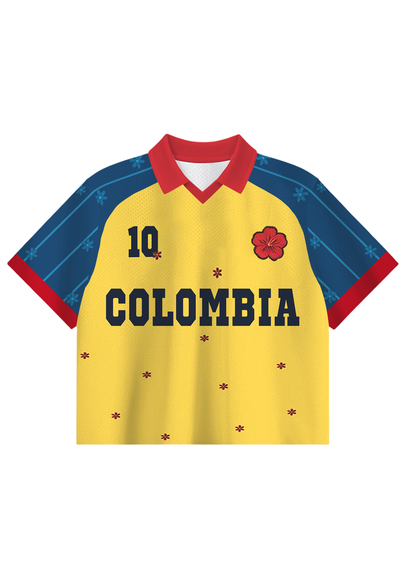 My Colombia #10 Floral Cropped Collared Soccer Jersey
