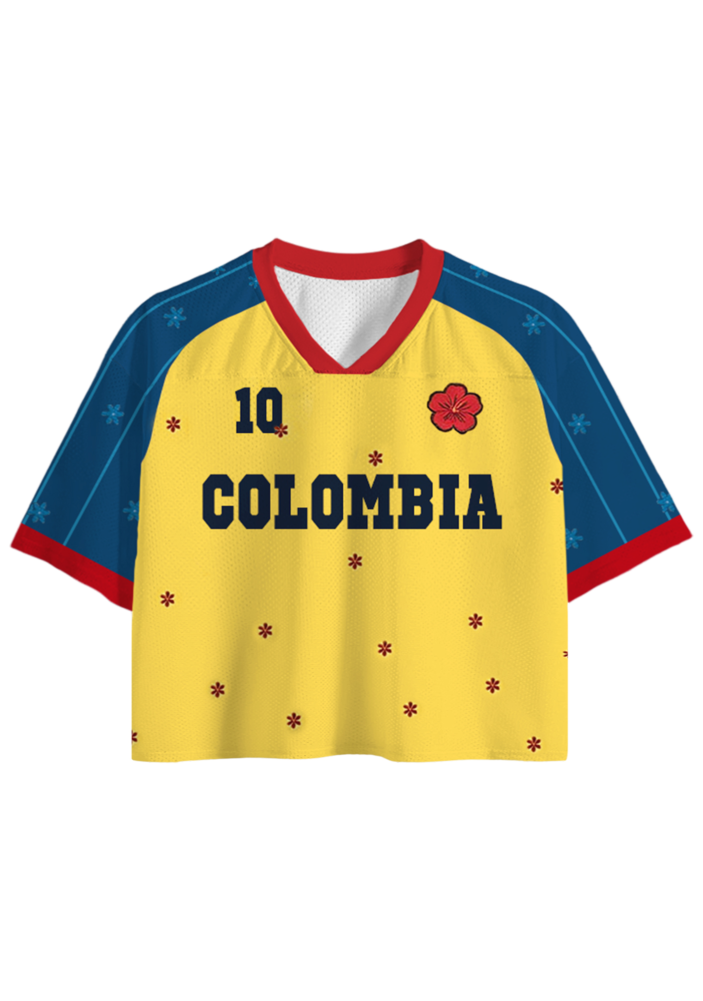 My Colombia #10 Floral Cropped Mesh Jersey Shirt