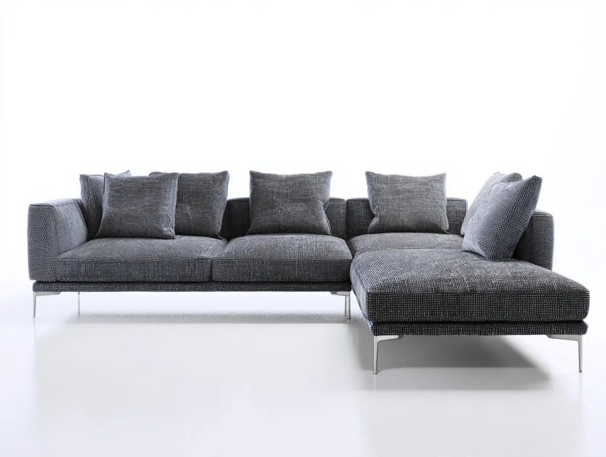 Sofás de esquina tela 260x170x80 cm gris diseño moderno bajo con chaise confortable-Dengoyard