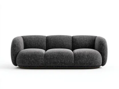 Sofás 3 plazas tela 210x95x75 cm gris oscuro para salón diseño moderno-Dengoyard