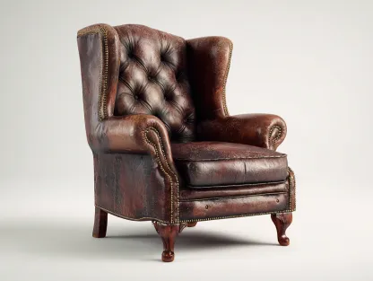 Sillón orejero capitoné vintage 85x90x110 cm - marrón - diseño clásico tapizado para salón-Dengoyard