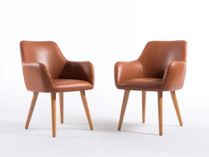 Sillas de comedor tapizada cuero sintético madera 58x60x82 cm - marrón - diseño moderno-Dengoyard