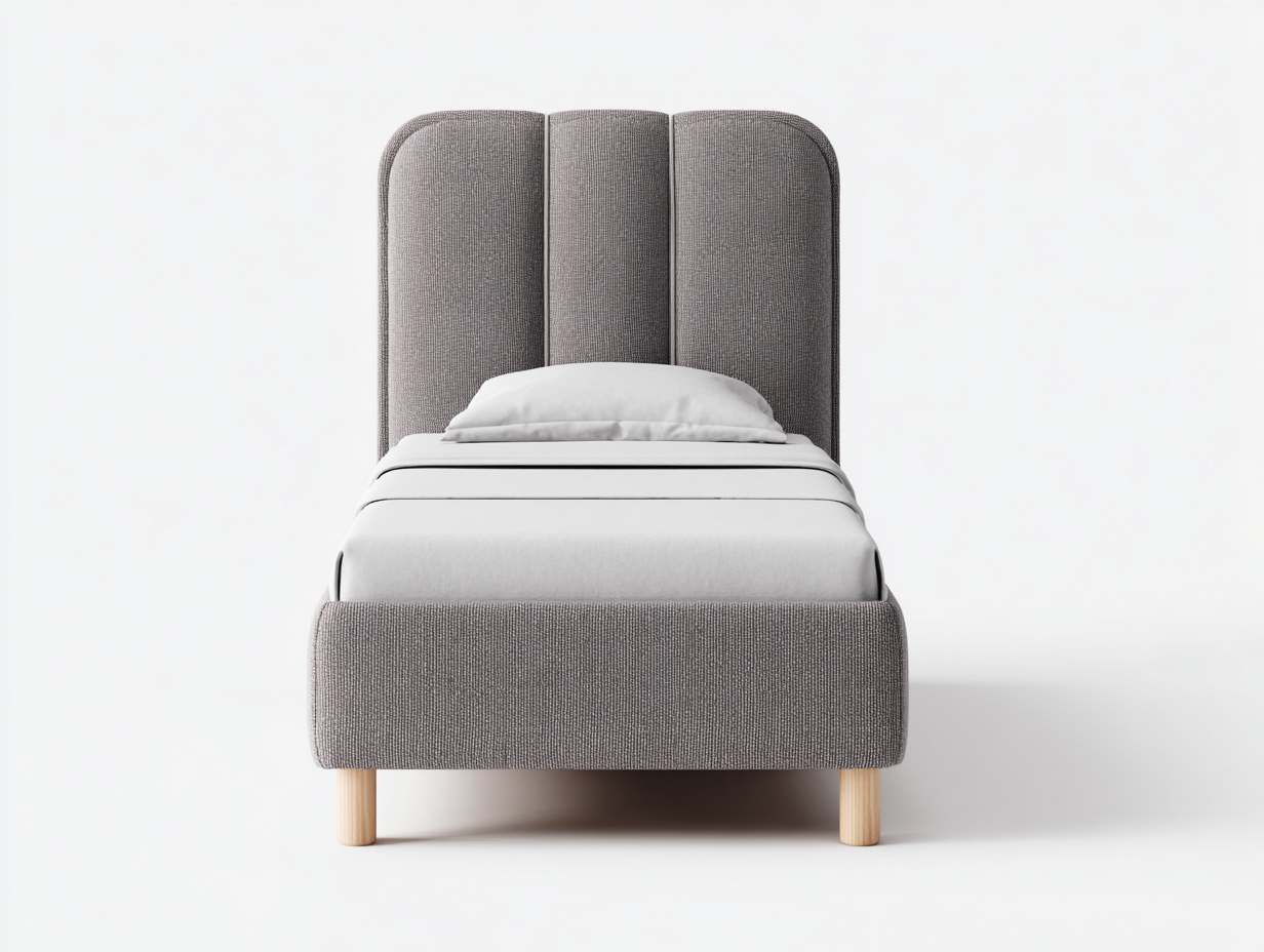 Camas individuales tapizada tela 200x100x110 cm gris para dormitorio estilo moderno-Dengoyard