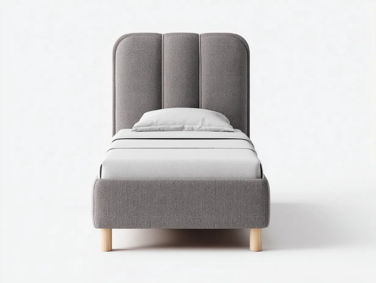 Camas individuales tapizada tela 200x100x110 cm gris para dormitorio estilo moderno-Dengoyard