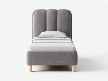 Camas individuales tapizada tela 200x100x110 cm gris para dormitorio estilo moderno-Dengoyard