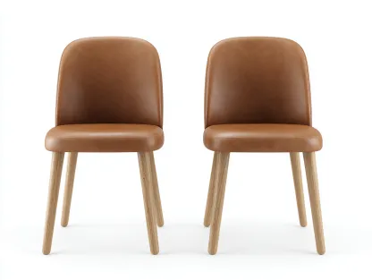 Sillas de comedor de madera 45x50x85 cm marrón claro asiento tapizado diseño moderno para comedor-Dengoyard