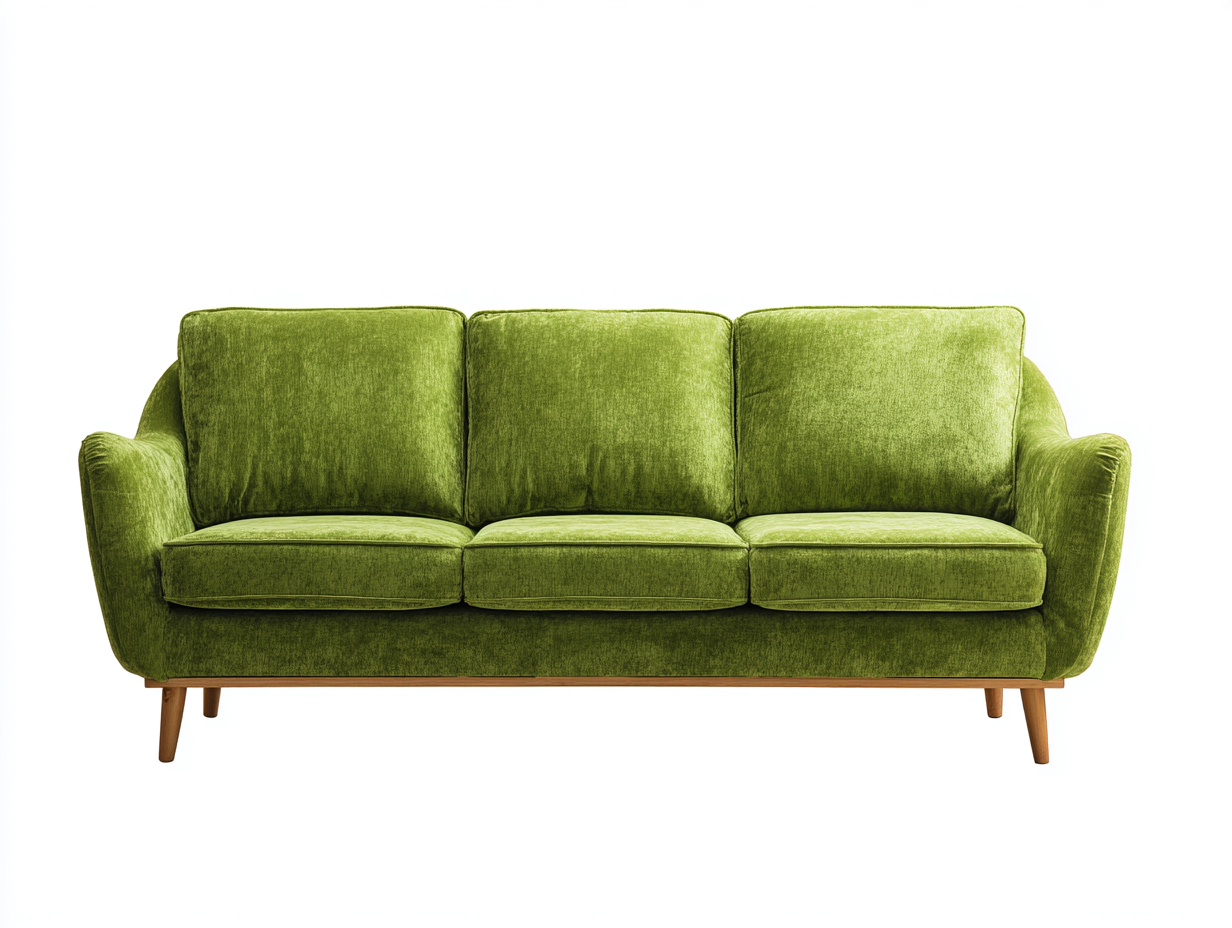 Sofá 3 plazas terciopelo 205x88x85 cm color verde para salón diseño moderno-Dengoyard