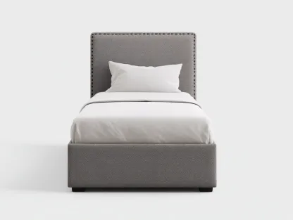 Cama individual tapizada tela 200x100x100 cm - gris - para dormitorio - diseño moderno-Dengoyard