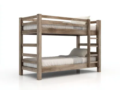 Litera de madera maciza 198x100x160 cm marrón - diseño rústico dormitorio juvenil-Dengoyard